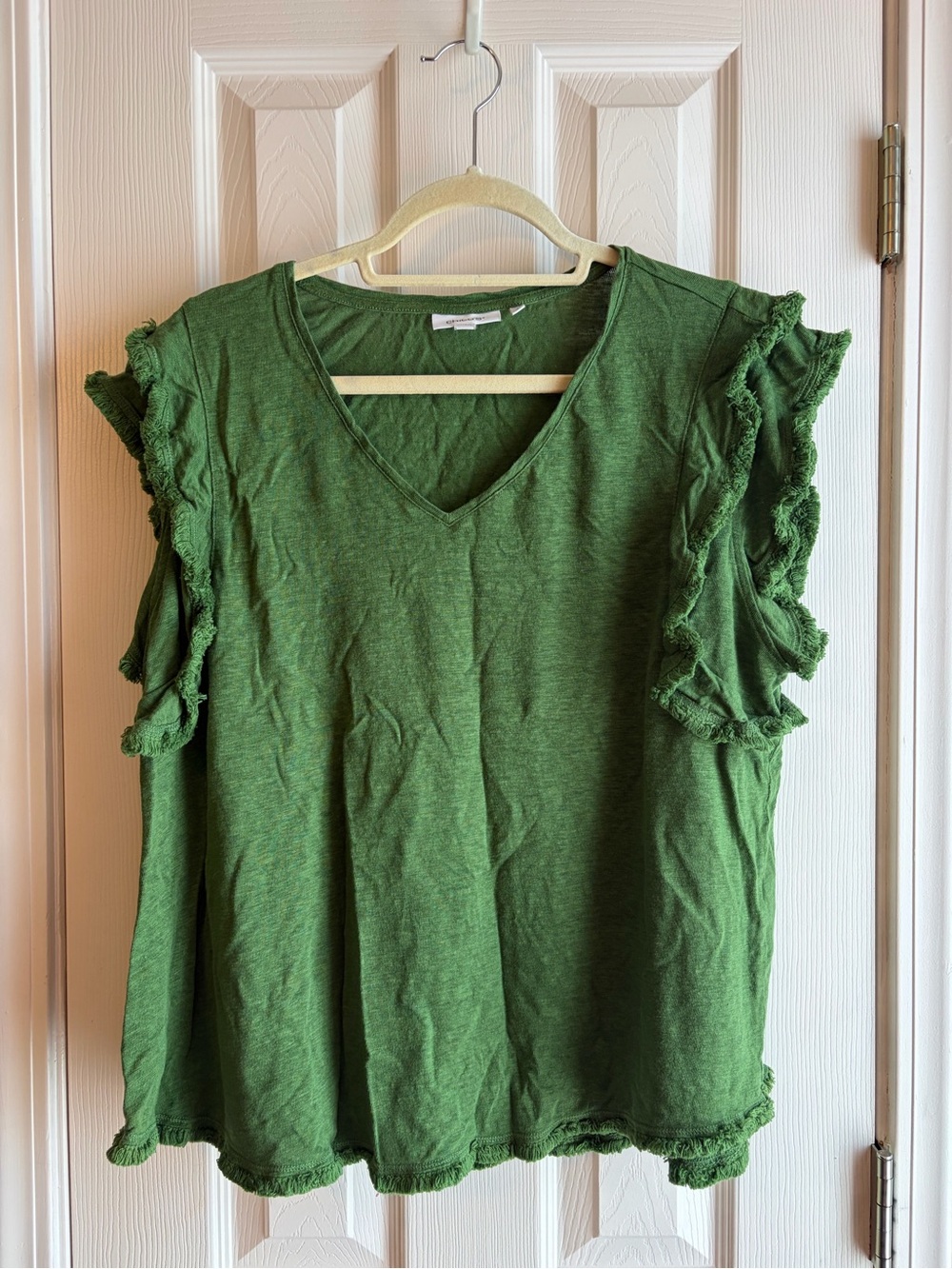 Chico's Green Ruffle Sleeve V-Neck Tank